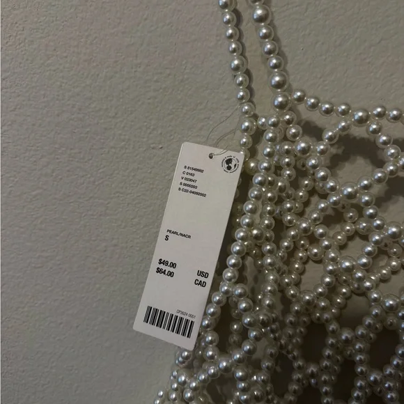 Urban Outfitters Pearl Beaded Net Tank Top - Cream - Picture 4 of 6